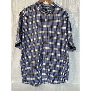 Twenty X Wrangler Blue Plaid Button Down Short‎ Sleeve Casual Shirt XXL